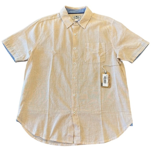 True Grit Washed Melange Linen Mini Checks Button Down - Picture 2 of 9